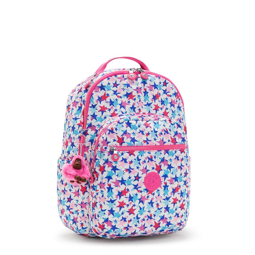Kipling Seoul Large School Backpacks Blue Pink | Ki1918T